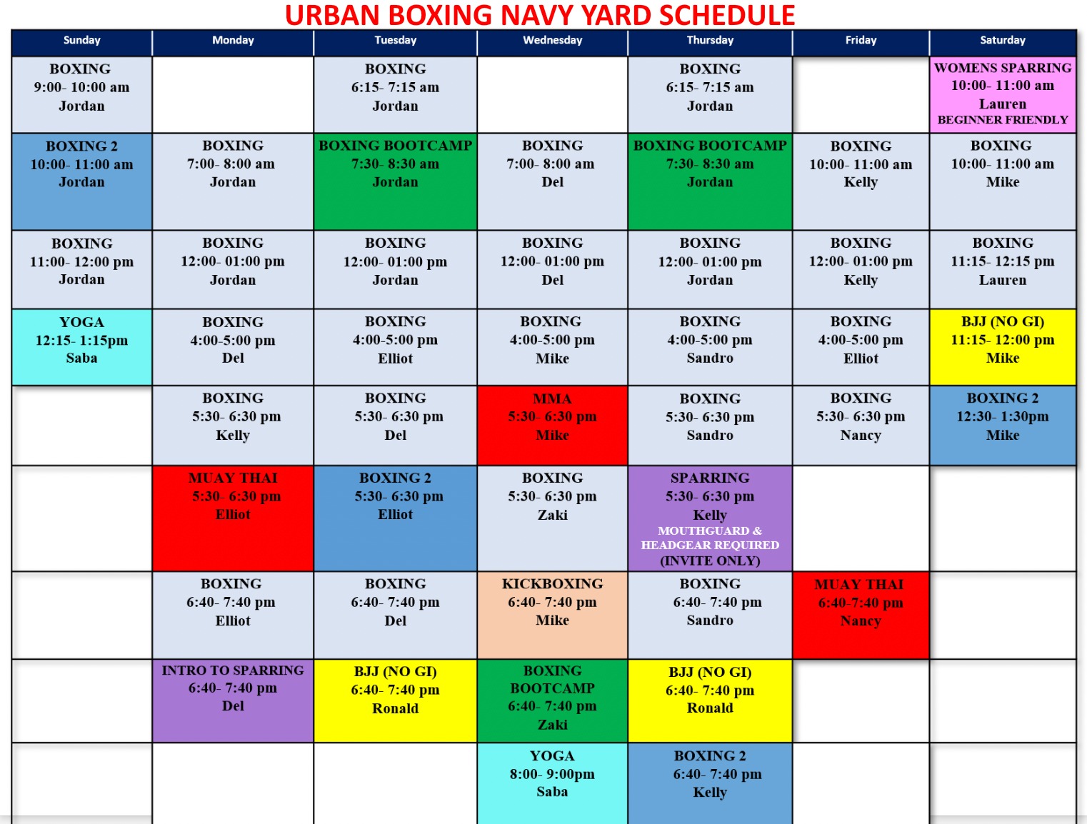 Class Schedule