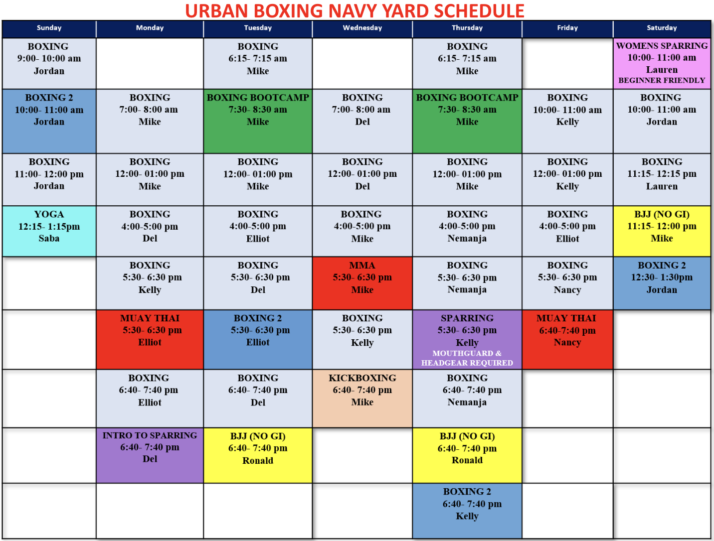 Class Schedule